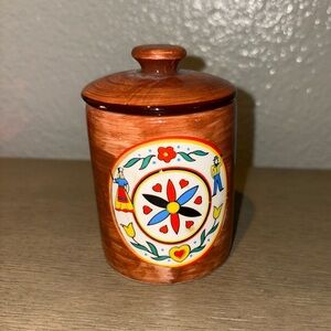 Beautiful Mexican Trinket Jar Brown Design Aztec